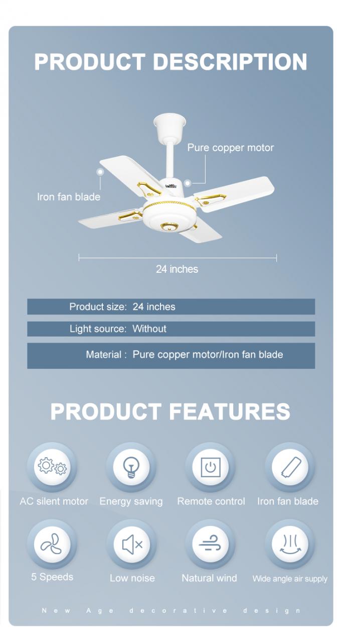 CCC 24inch Industrial Ceiling Fan With 4 Iron Blades
