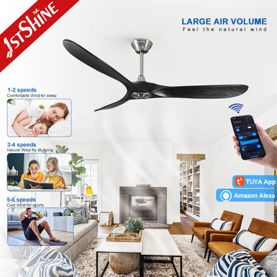 Modern Black Remote LED Ceiling Fan 230V Commercial For Living Room CE