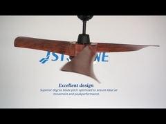 Wooden Color 54 Inch Led Ceiling Fan 3 Plastic Blades With Remote Control