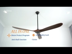 70 Inches 3 Solid Wood Ceiling Fan With Remote Control Quiet DC Motor