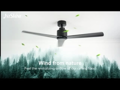 Quite Ceiling Fan Black 3 Solid Wood Blades Fan Light With Remote Control