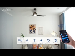 52 Inch Black Remote Led Ceiling Fan Abs Blade Whisper-Quiet Motor