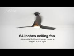 62 Inches Solid Wood Ceiling Fan With Dimmable Led Light Black Modern Dc Motor