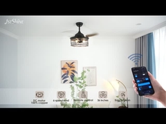 36 Inch Ceiling Fan Steel Cage E27*3 Bulb Retractable Blade Indoor Industrial Retro