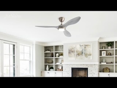 Modern Sleek Silver Blade Design Ceiling Fan with 6-Speed Remote Control and Dimmable LED Light