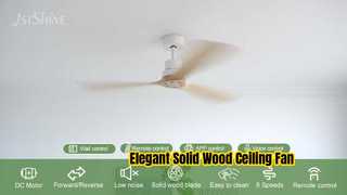 Modern 52 Inch Solid Wood Ceiling Fan for Elegant Homes