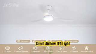 52 Inch Modern White Ceiling Fan LED Light