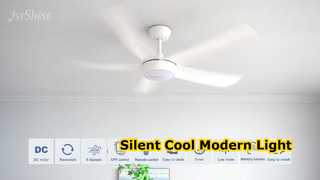 Modern White Ceiling Fan Quiet LED Light