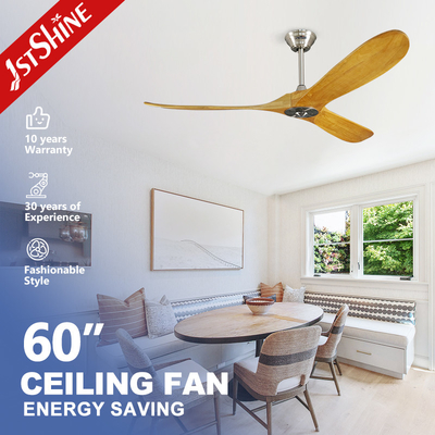 quality  Hotel Decorative Wooden Blade Ceiling Fan With DC Motor Remote Control factory
