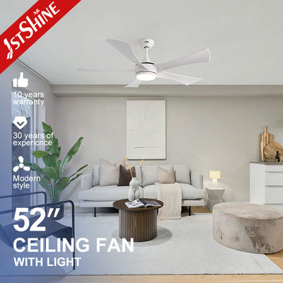 Good price OEM Ceiling Fan With Light 52 Inch 3 Color Led Light DC Motor White 5 ABS Blades online