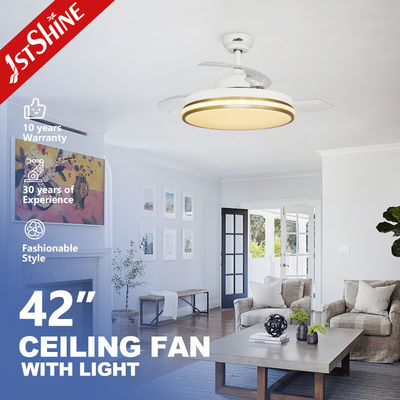 Good price 42 Inch Smart Small Retractable LED Light Ceiling Fan Wifi Control For Bedroom online