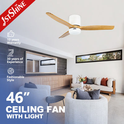 Good price 3 Natural Wooden Blades Flush Mount Smart App Control Ceiling Fan With Led Light online