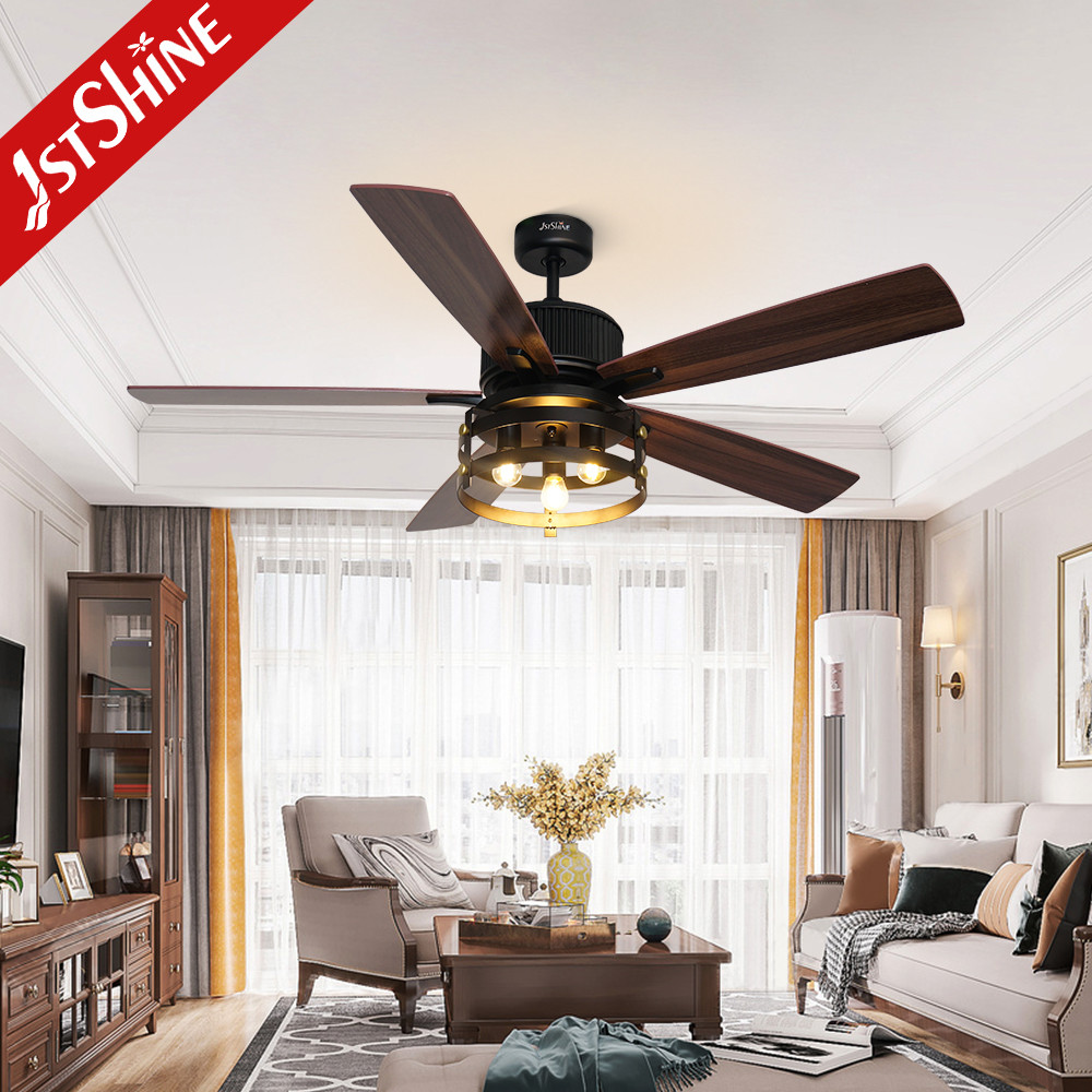Black 52 Inches Industrial Ceiling Fan AC Motor Indoor Decorative