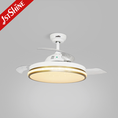 42 Inch Smart Small Retractable LED Light Ceiling Fan Wifi Control For Bedroom