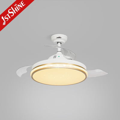 42 Inch Smart Small Retractable LED Light Ceiling Fan Wifi Control For Bedroom