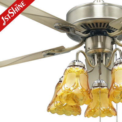 110V Metal Blade Ceiling Fan With Light 52 Inch And AC Motor