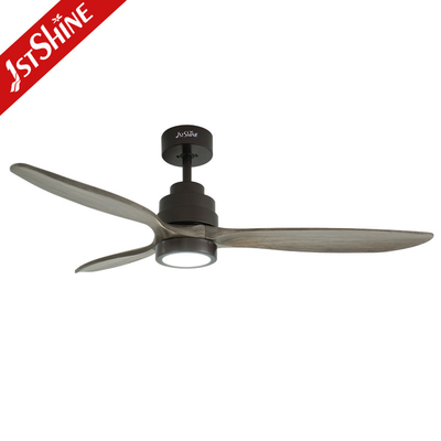 Decorative Simple 3 Wooden Blade LED Ceiling Fans With Remote Control