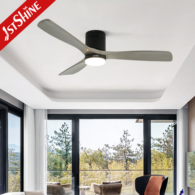 Low Noise 35W Decorative Saving Space Flush Mount Ceiling Fan With LED Light