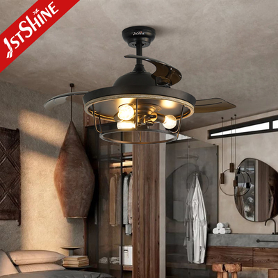 Farmhouse Industrial Flush Mount Black Ceiling Fan For Living Room Bedroom Kitchen