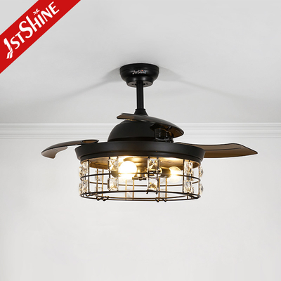 42 Inches Farmhouse Retractable Ceiling Fan Light Invisible Blade