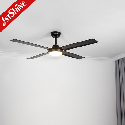 Black Remote LED 52 Inch Quiet Motor Ceiling Fans For Bedroom Living / Dining Room