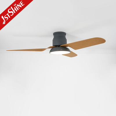 Remote Control Decorative Flush Mount Ceiling Fan 5 Speed With Light