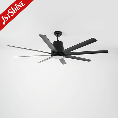 Black Low Profile Energy Saving 64 Inch Plastic Ceiling Fan 8 Blades