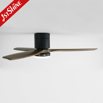 3 Natural Wooden Blades Low Profile 52 Inches Ceiling Fan With Led Light