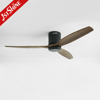 3 Natural Wooden Blades Low Profile 52 Inches Ceiling Fan With Led Light