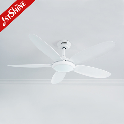 DC Motor 5 ABS Blades Ceiling Fan , White 3 Color Led Light Decorative Ceiling Fan
