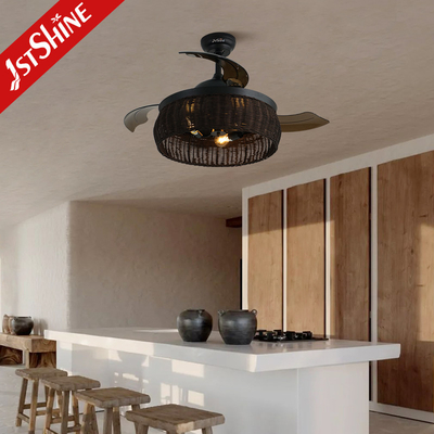 Remote Control Caged Light Ceiling Fan , Decorative LED Ceiling Fan