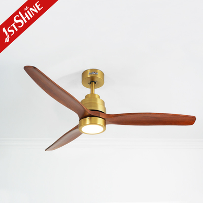 Natural Wood Blade DC Motor Remote LED Ceiling Fan For Home Hotel