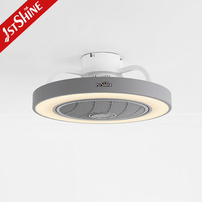 Silent DC Motor Flush Mount Ceiling Fan With Lights , Low Profile Fan For Bedroom