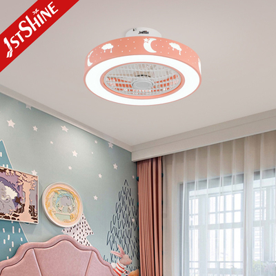 Children'S Theme Flush Mount LED Ceiling Fan , Pink Ceiling Fan With DC Motor