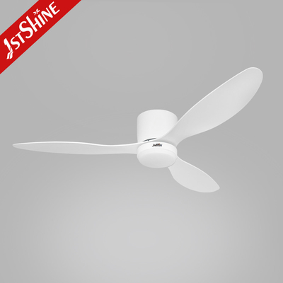 White Energy Saving DC Motor Bedroom Low Profile Ceiling Fan With Light