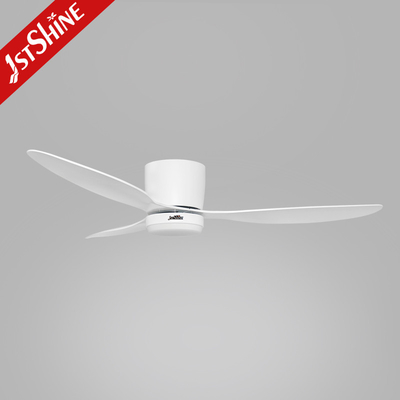 White Energy Saving DC Motor Bedroom Low Profile Ceiling Fan With Light