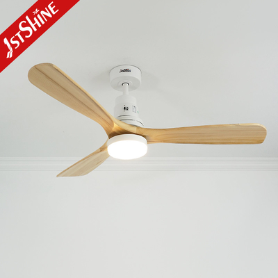 52" Led Ceiling Fan Wood Blade Ac Motor Low Noise 3 Speeds Remote Control