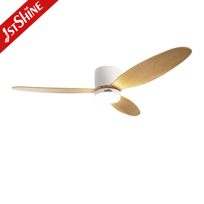 52" Ceiling Fan With Light And Remote  Solid Wood Blade Low Profile Ceiling Fan