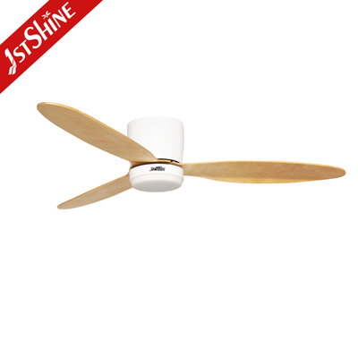 52" Ceiling Fan With Light And Remote  Solid Wood Blade Low Profile Ceiling Fan