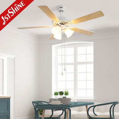 Traditional 35W Decorative Ceiling Fan Pull Chain 5 Mdf Blades For Living Room