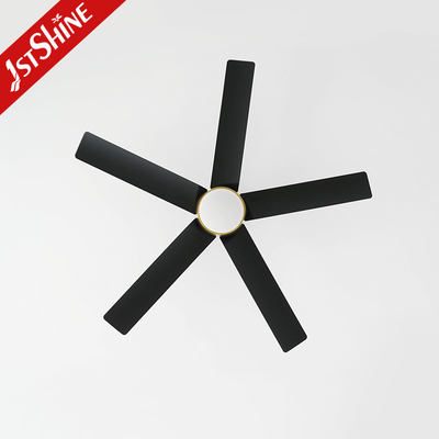 52 Inches Led Remote Control Ceiling Fan 3 Color Led Light Black Plastic Blades