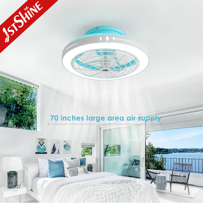 Flush Mount Modern Bladeless Ceiling Fan 3 Color Led Light Quiet Dc Motor