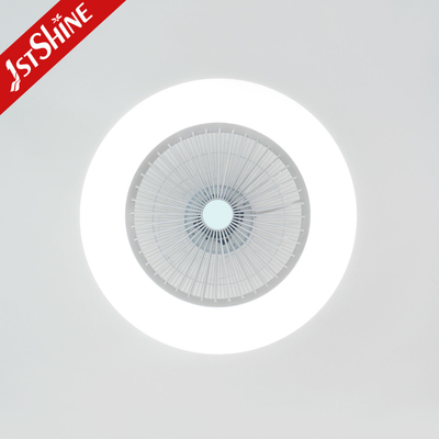 White Bedroom Ceiling Fan Light DC Motor Flush Mount Quiet Energy Saving