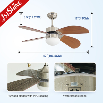 IP 42 Outdoor Ceiling Fan For Waterproof Plywood Blade Remote Control