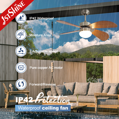 IP 42 Outdoor Ceiling Fan For Waterproof Plywood Blade Remote Control