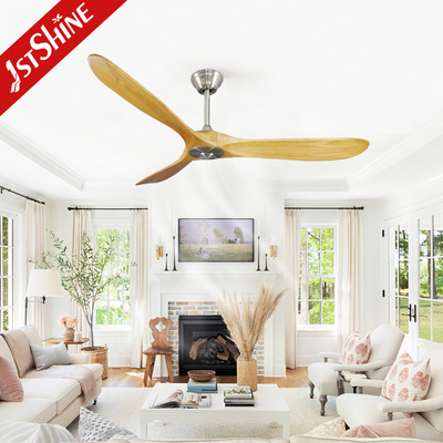 Hotel Decorative Wooden Blade Ceiling Fan With DC Motor Remote Control