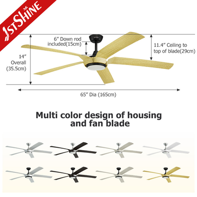 Larger 3 Color LED Light Ceiling Fan Plastic Blade 5 Blade