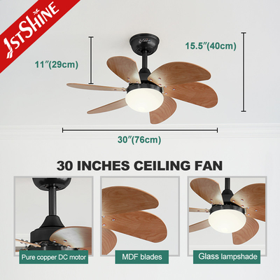 30" Mini Ceiling Fan With Light Wood Blade 6 Speed Choice Hi Speed