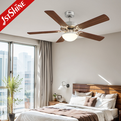 Smart Decorative Ceiling Fan With Light 2*E27 Brushed Nickel MDF Blade Remote Control