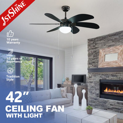 Good price Wall Control 42 Inch LED Ceiling Fan With 6 Black MDF Blades Pull Chain Style AC Motor online
